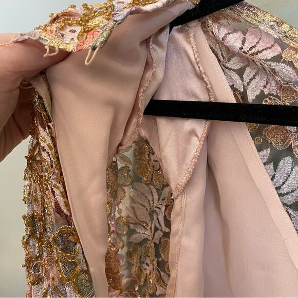 Rina Di Montella Floral Spring Shimmer Beaded Shift Dress Size 16 - Picture 13 of 14